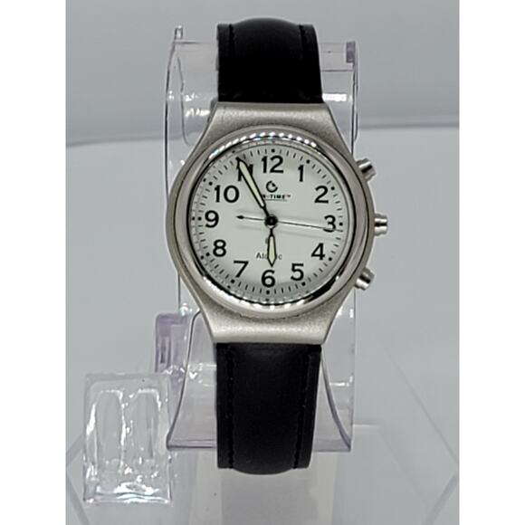 Men's On-Time Atomic Watch with Black Leather Strap - Picture 5 of 9